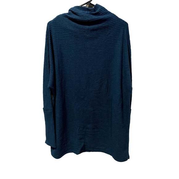 Free People Flowy Sweater Kitty Thermal Rib Mock Neck Top Teal Green Small | S1 - Picture 2 of 6